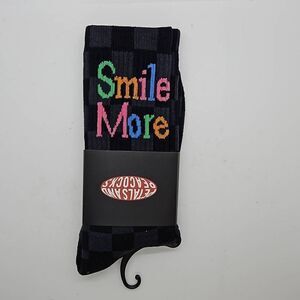 Smile More Affirmations Checkered Crew Unisex Socks One Size Fits Most